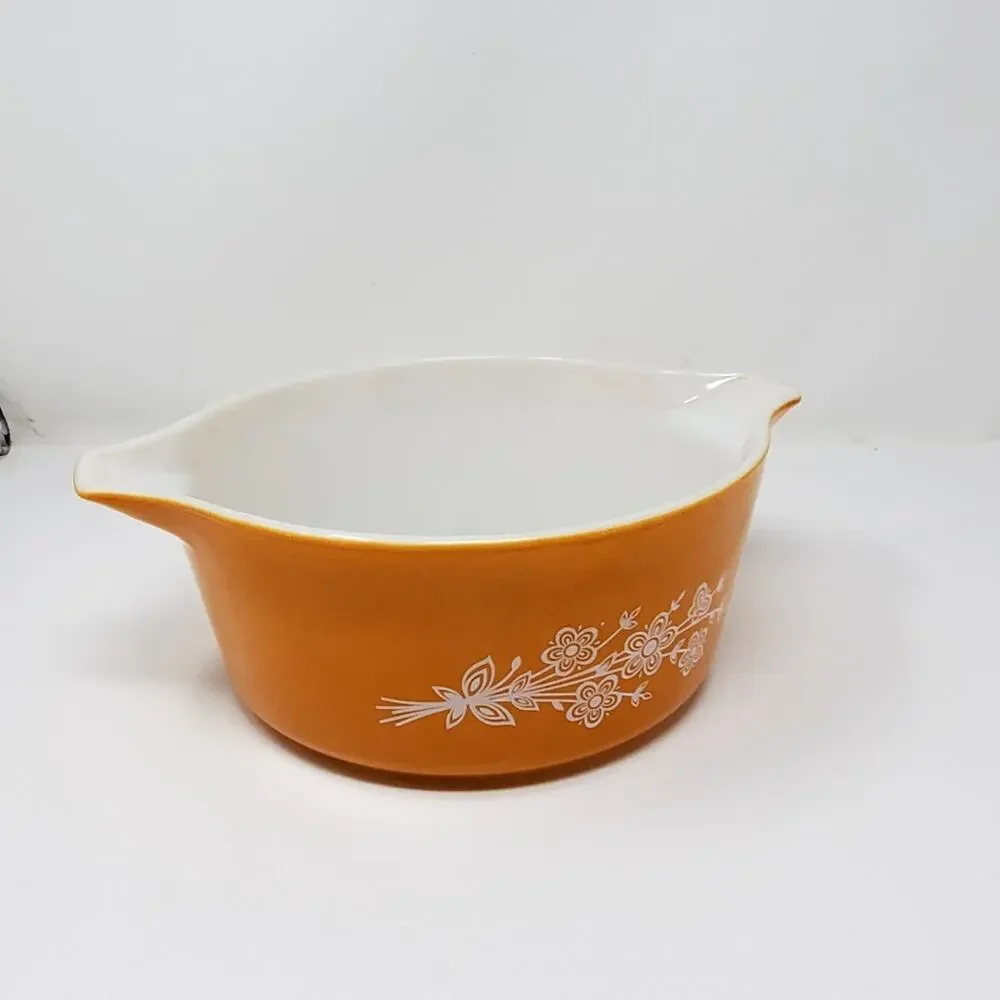 PYREX 475B 2.5 Quart Butterfly Gold CASSEROLE DISH 8.75